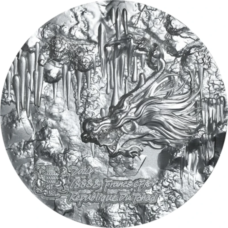 Chada Ancient Dragon Silver Coin 2024, 155.5 grams of pure silver (0.999 proof) Collectible coins