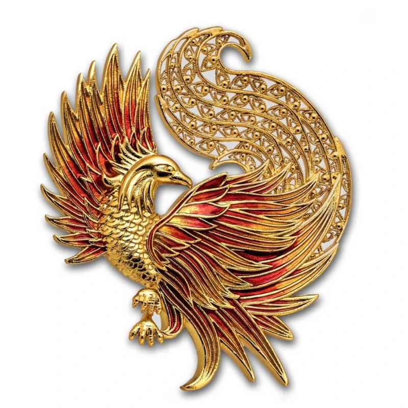 Samoa: moneta d'argento Phoenix 2025 colorata e dorata da 2 oncia Monete da collezione