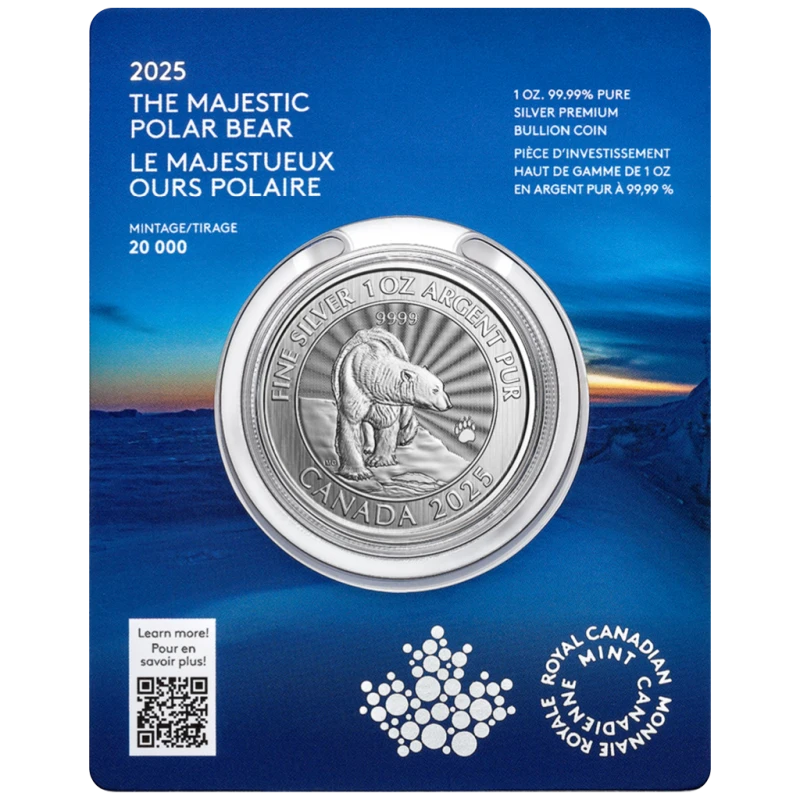 Canada: moneta d'argento The Majestic Polar Bear 2025 1 oncia Monete da collezione