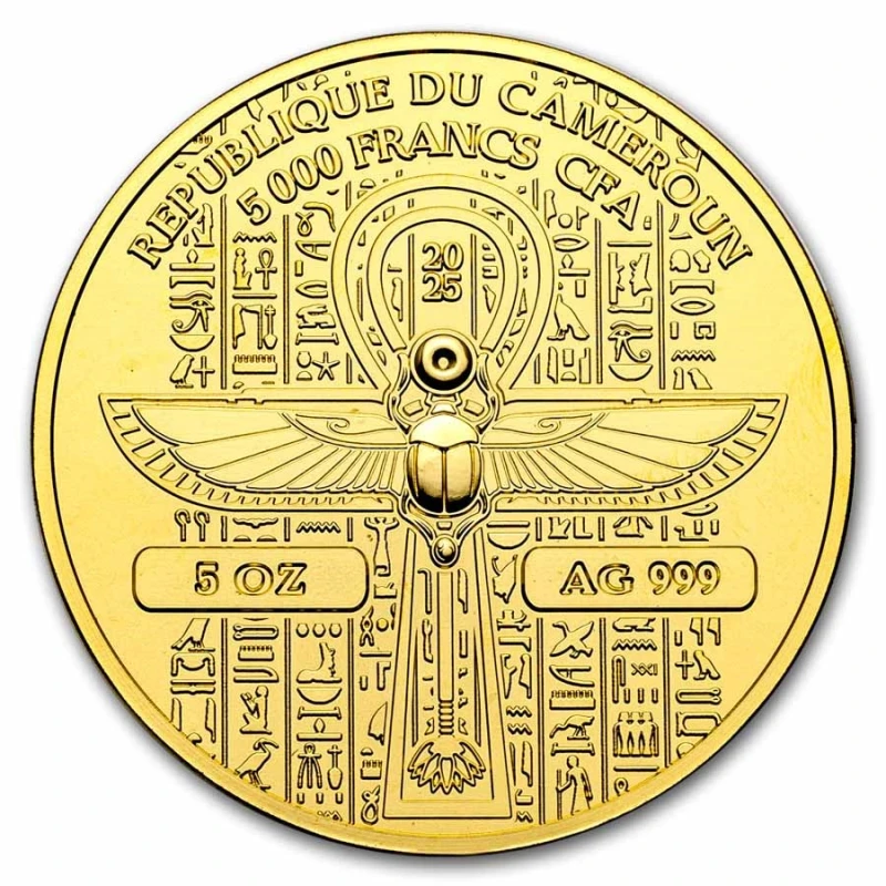 Cameroon: silver coin Isis 2025 high relief gilded 5 oz Collectible coins