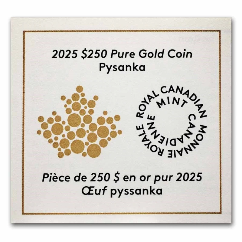 Canada: moneta d'oro Pysanka 2025 Proof 58,5 g Monete da collezione