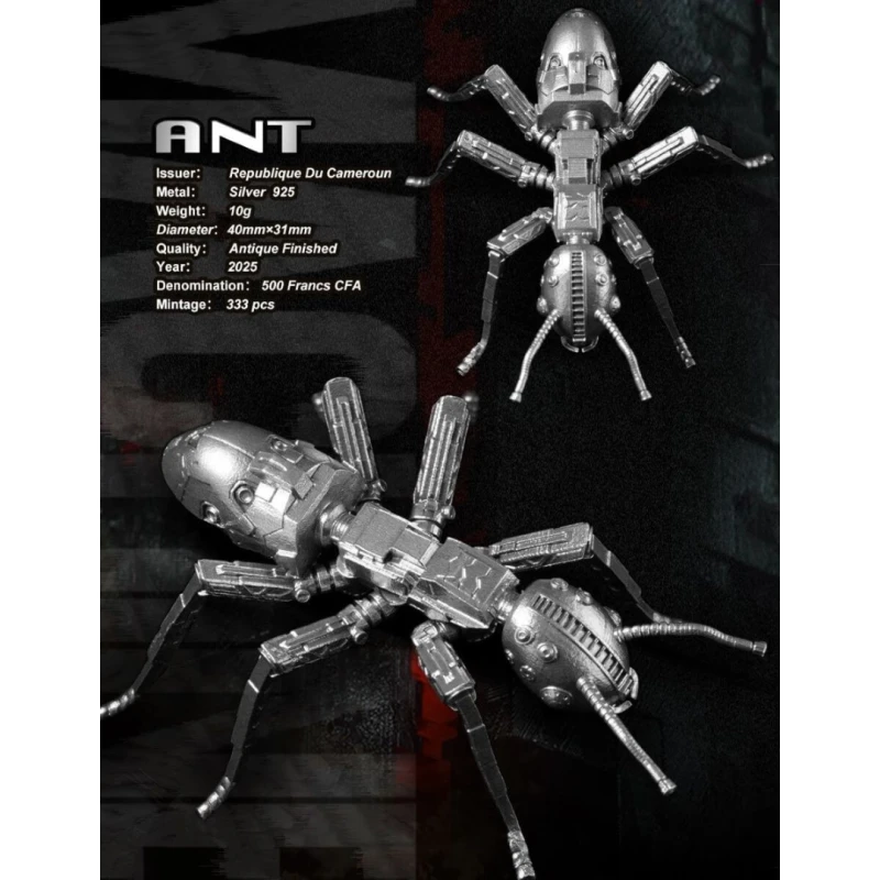 Kamerun: Silbermünze Mechanische Ameise 2025 9,25 g Sammlermünzen