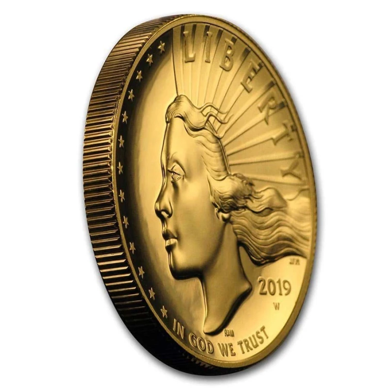 États-Unis : pièce d'or American Liberty 2019 Belle Épreuve en haut relief 1 once Pièces de collection