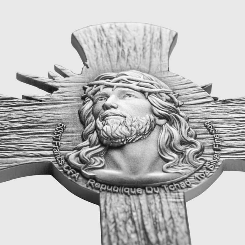 Tschad: Silbermünze Jesus Kreuz 2025 1 oz Sammlermünzen