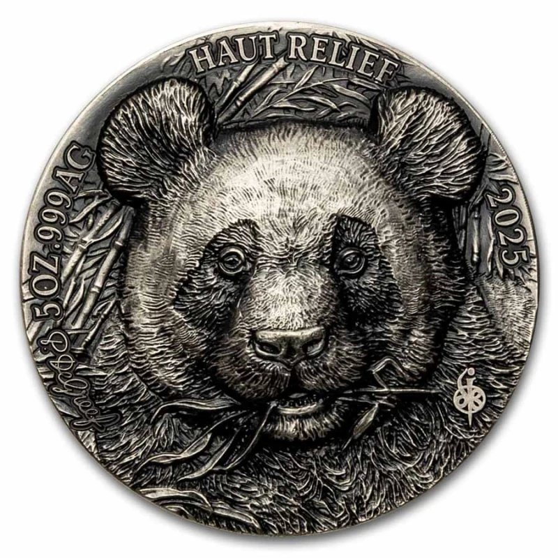 Côte d'Ivoire : pièce en argent Panda 2025 5 oz Pièces de collection