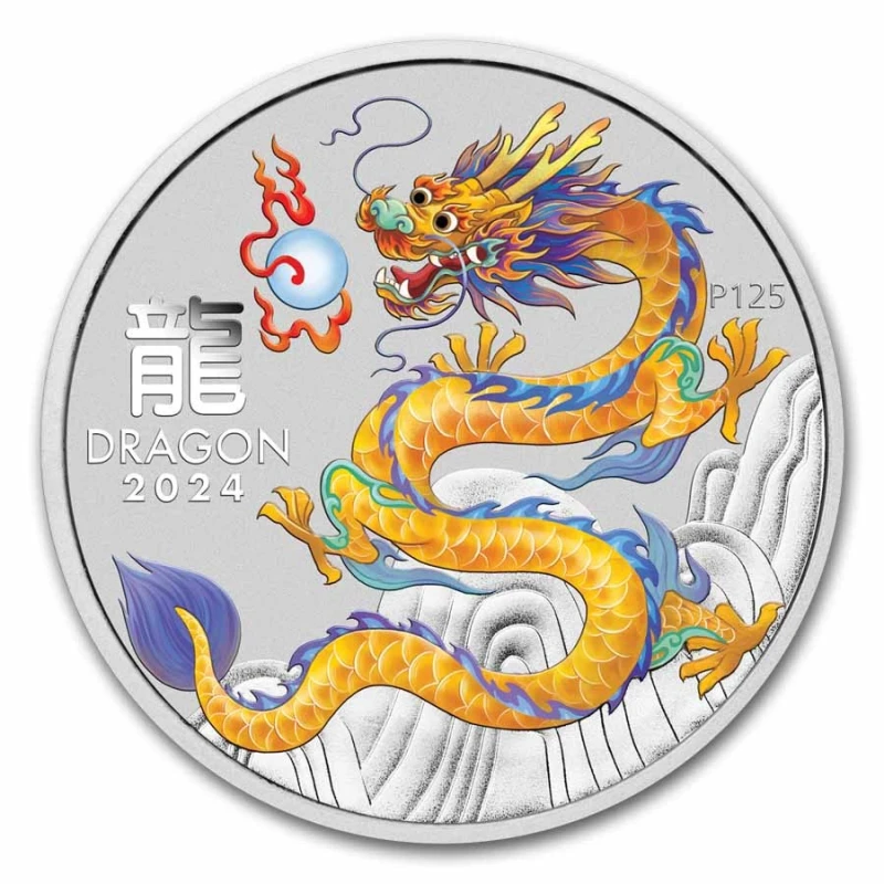 Australie : pièce en argent Année du Dragon 2024 jaune 1 oz Pièces d'investissement