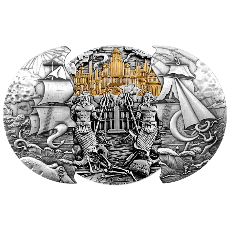 Samoa: Silbermünze Atlantis 2025 vergoldet 5 oz Sammlermünzen