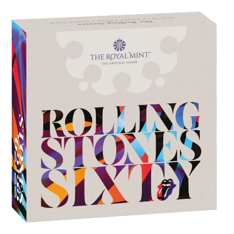 Regno Unito: moneta d'argento The Rolling Stones 2022 Proof colorata da 1 oncia Monete da collezione