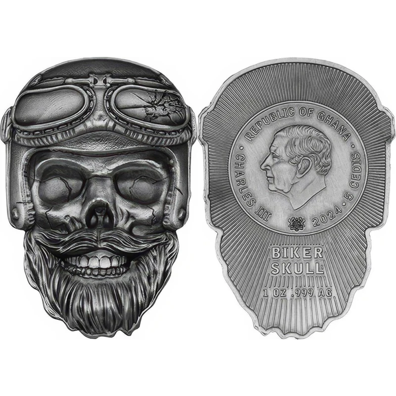 Ghana: Silbermünze Biker Skull 2024 1 oz Sammlermünzen