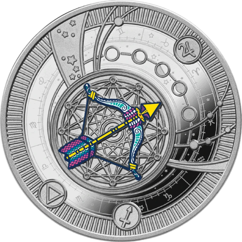 Cameroun : pièce en argent Sagittarius 2025 Belle Épreuve colorée 10 g Pièces de collection