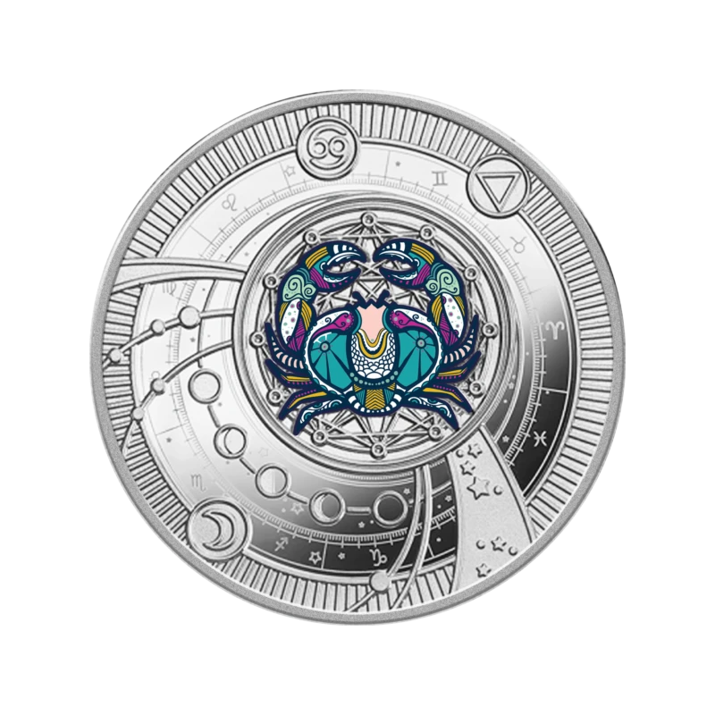 Kamerun: Silbermünze Krebs 2025 Polierte Platte koloriert 10 g Sammlermünzen