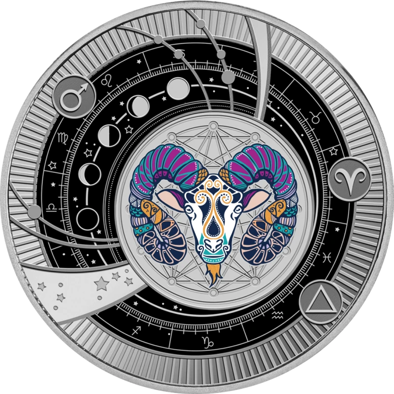 Cameroun : pièce en argent Bélier 2025 Belle Épreuve colorée 10 g Pièces de collection