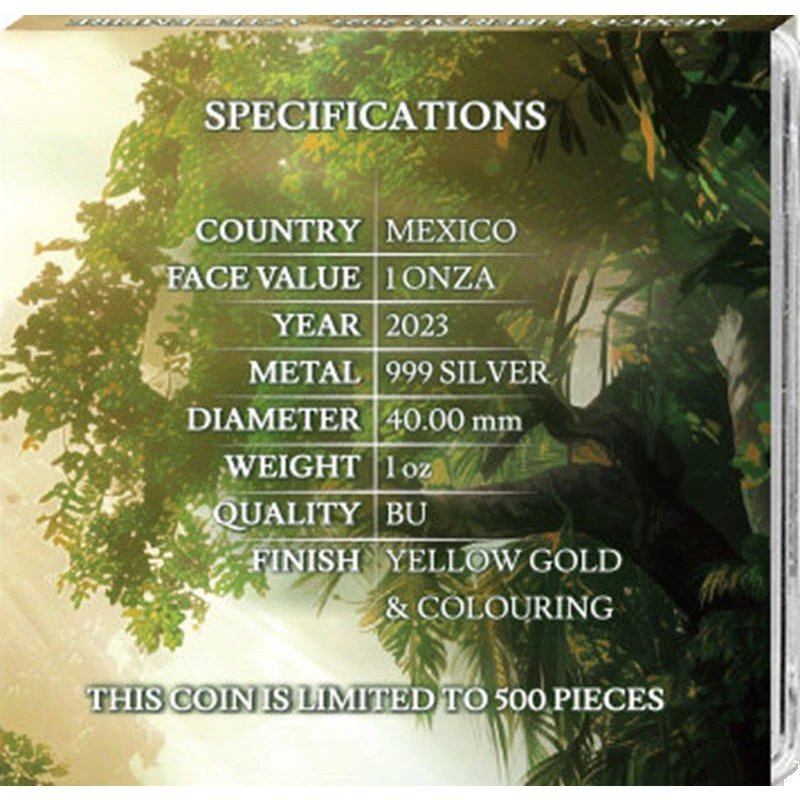 Mexique : pièce en argent Temple aztèque 2023 dorée colorée 1 once Pièces de collection