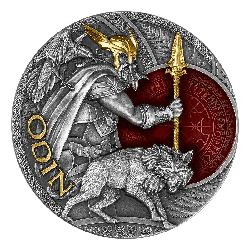 Niue: Silbermünze Lord of Valhalla Odin 2023 vergoldet 2 oz Sammlermünzen