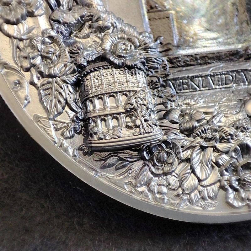 Cookinseln: Silbermünze Roma Monumental View 2024 Schwarz polierte Platte 3 oz Sammlermünzen