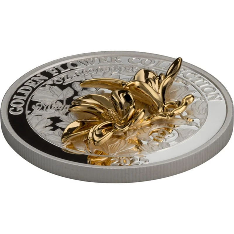 Samoa: Silbermünze Magnolia 2025 Polierte Platte vergoldet 1 Unze Sammlermünzen