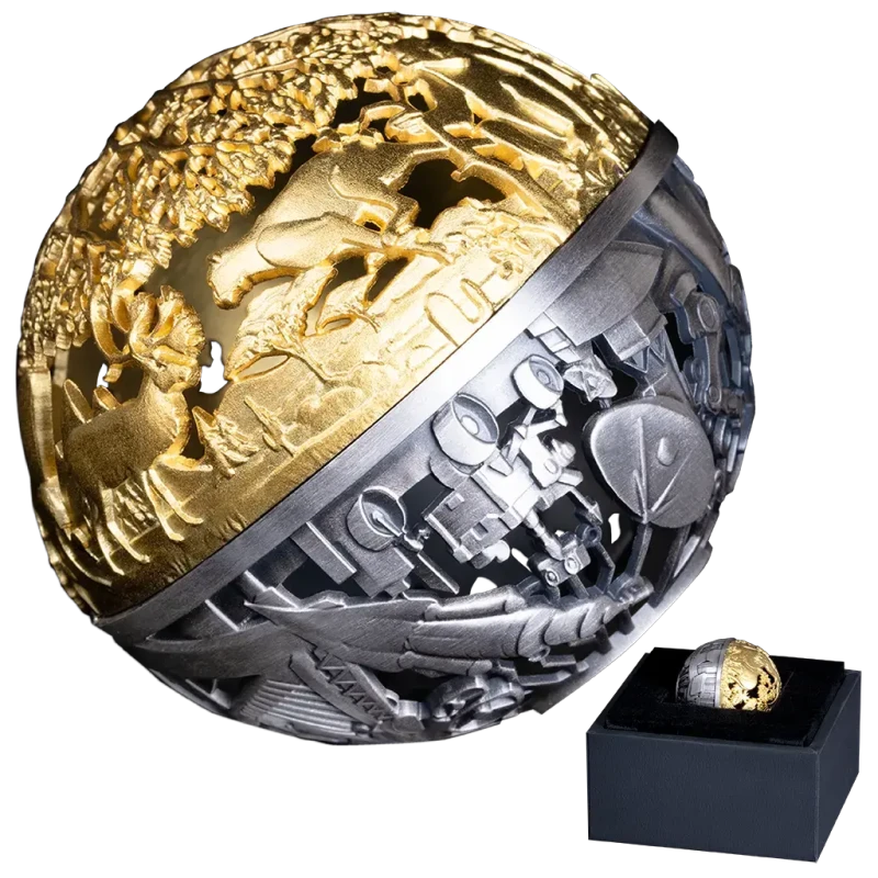 Samoa Silbermünze Natur und Technik 2025 vergoldet 2 oz Sammlermünzen