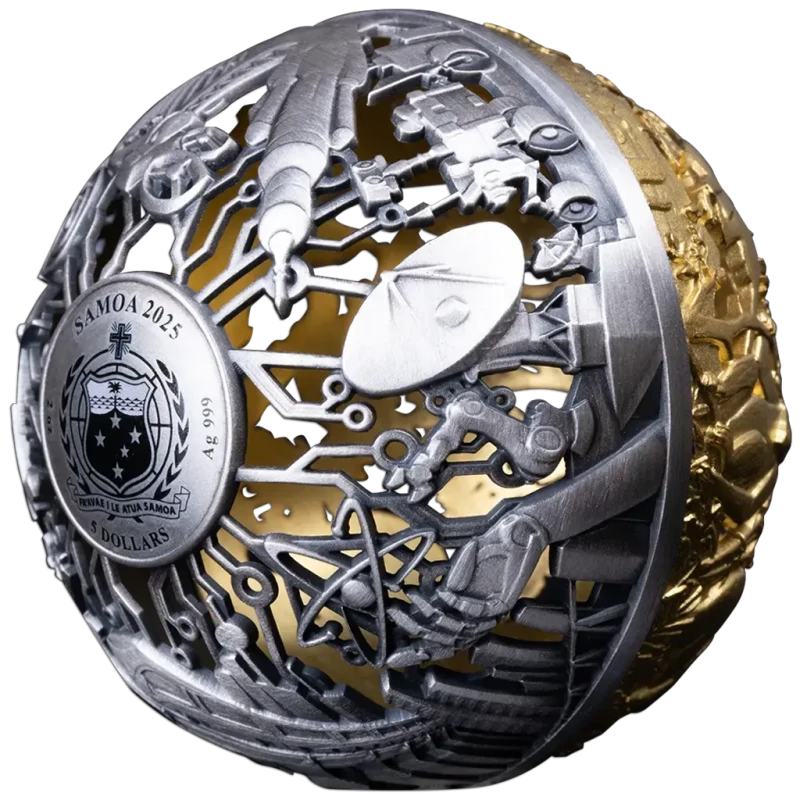 Samoa Silbermünze Natur und Technik 2025 vergoldet 2 oz Sammlermünzen
