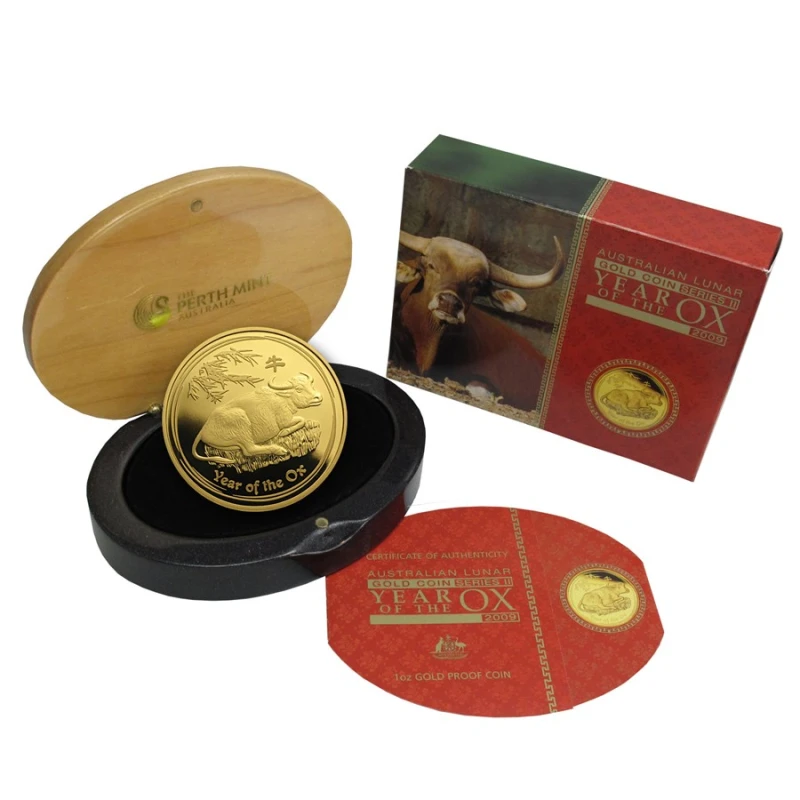 Australie Pièce d'or Lunar II Année du Bœuf 2009 Belle Épreuve 1 once Pièces de collection