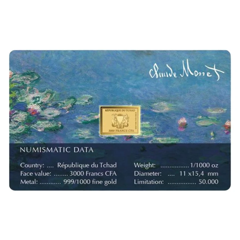 Tschad Goldmünze Claude Monet Seerosen 1/1000 oz Sammlermünzen