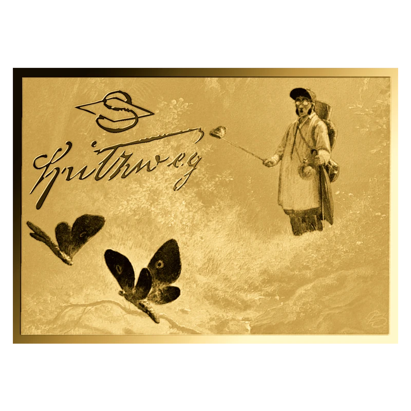 Pièce d'or Tchad Carl Spitzweg Chasseur de papillons 1/1000 once  Pièces de collection