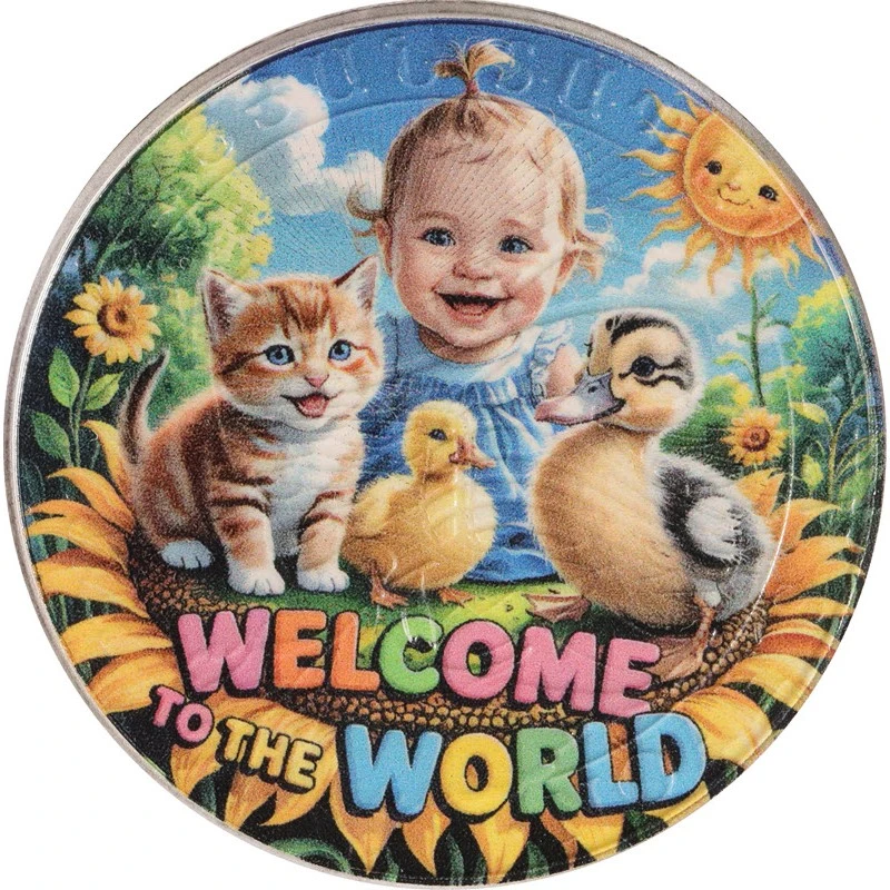 Arménie Pièce d'argent Arche de Noé Bébé fille 2025 colorée 1 once Pièces de collection