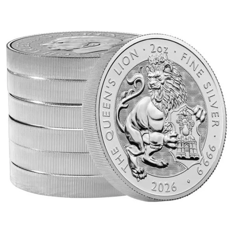 Moneta d'argento del Regno Unito Le bestie reali dei Tudor Il Leone della Regina 2026 2 oncia Monete da collezione