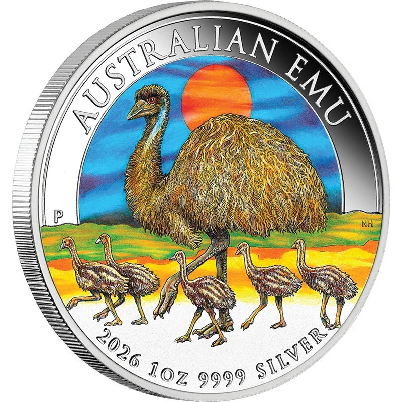 Moneta d'argento australiana Emu 2026 colorata da 1 oncia Monete da collezione