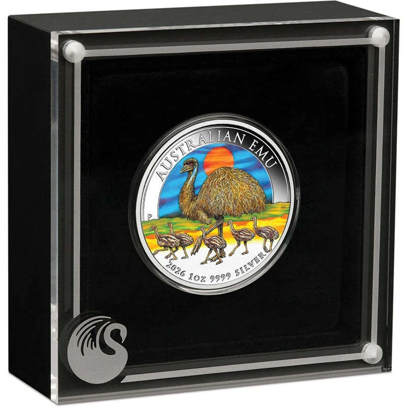 Moneta d'argento australiana Emu 2026 colorata da 1 oncia Monete da collezione