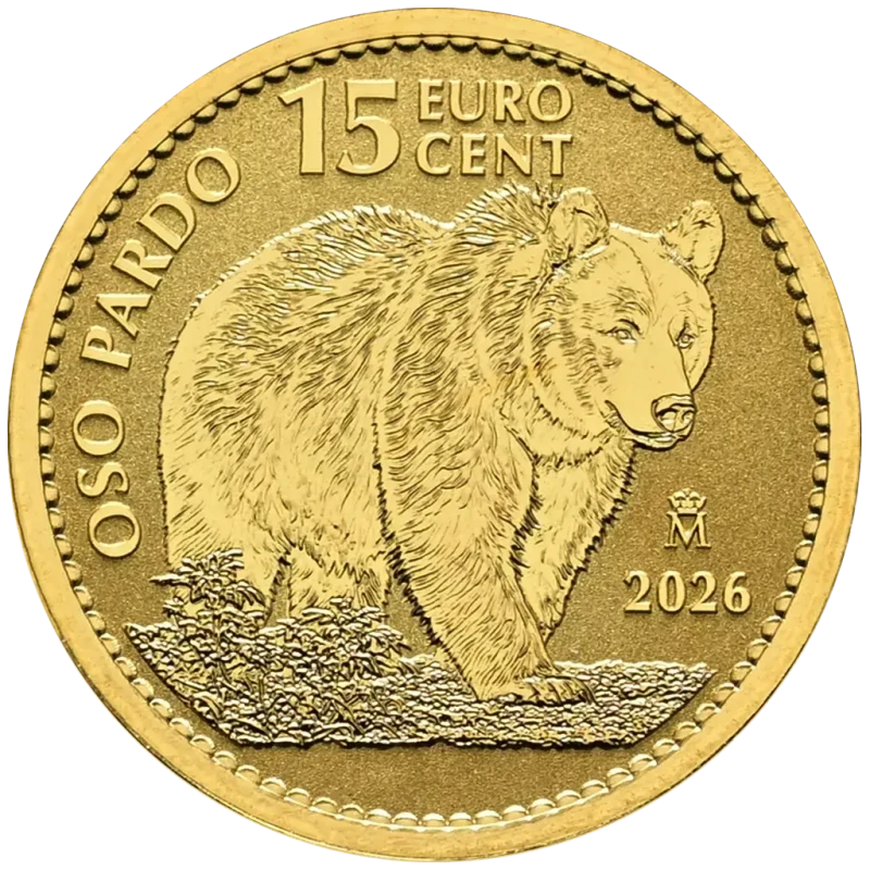 Moneta d'oro Spagna Orso Bruno 2026 1/10 oncia Monete da collezione