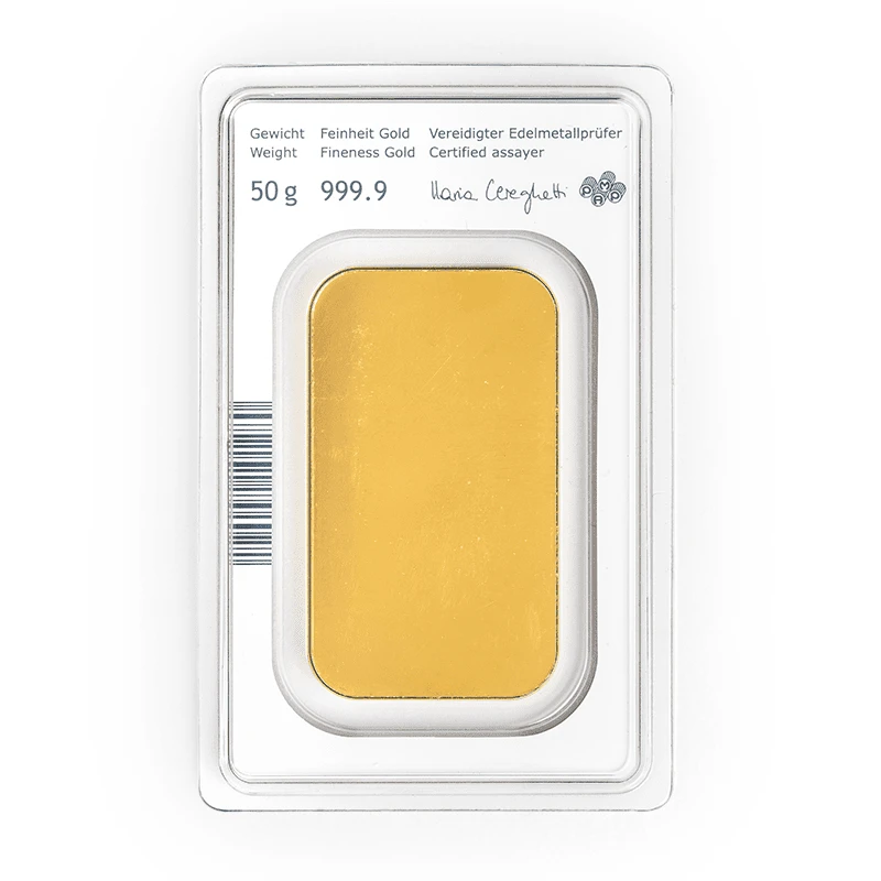 Monnaie autrichienne Barre d'or de 50 g (0,9999) Lingots d'investissement